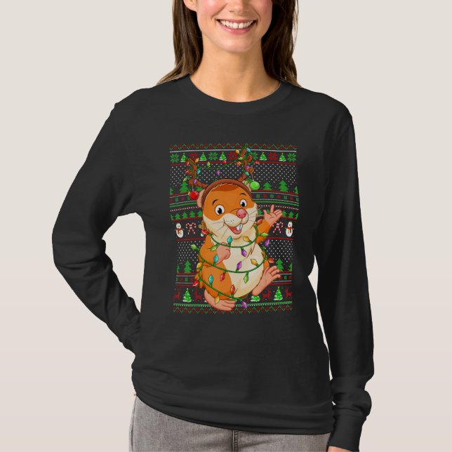 Ugly Xmas Sweater Style Lighting Hamster Christmas (Front)