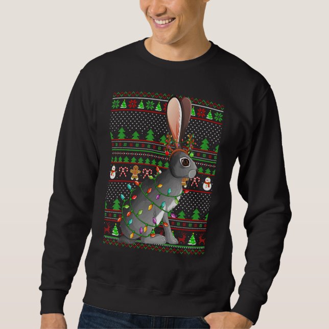 Ugly Xmas Sweater Style Lighting Hare Christmas (Front)