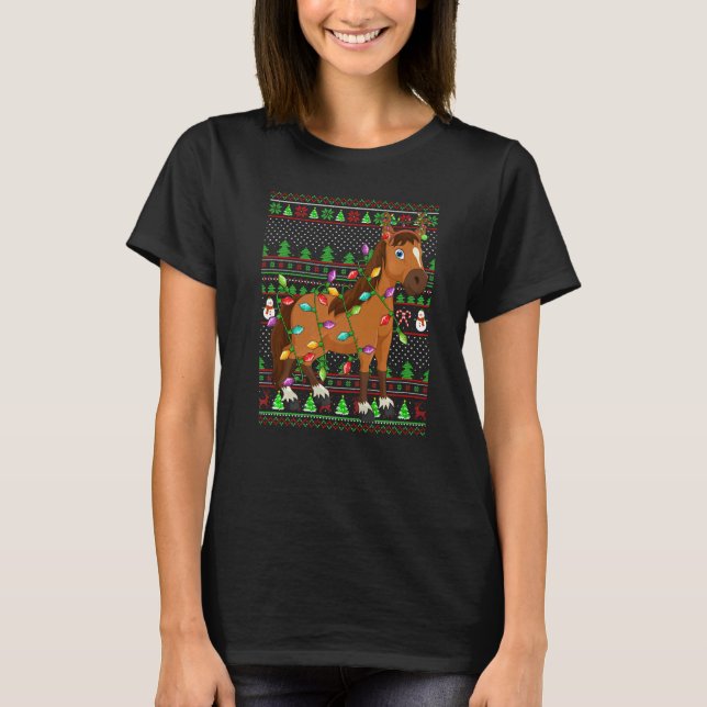 Ugly Xmas Sweater Style Lighting Horse Christmas (Front)