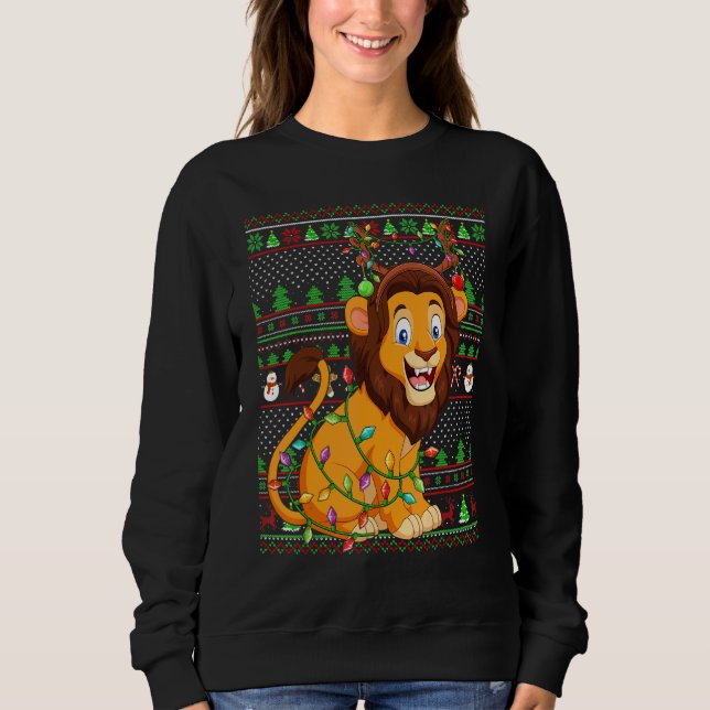 Ugly Xmas Sweater Style Lighting Lion Christmas (Front)