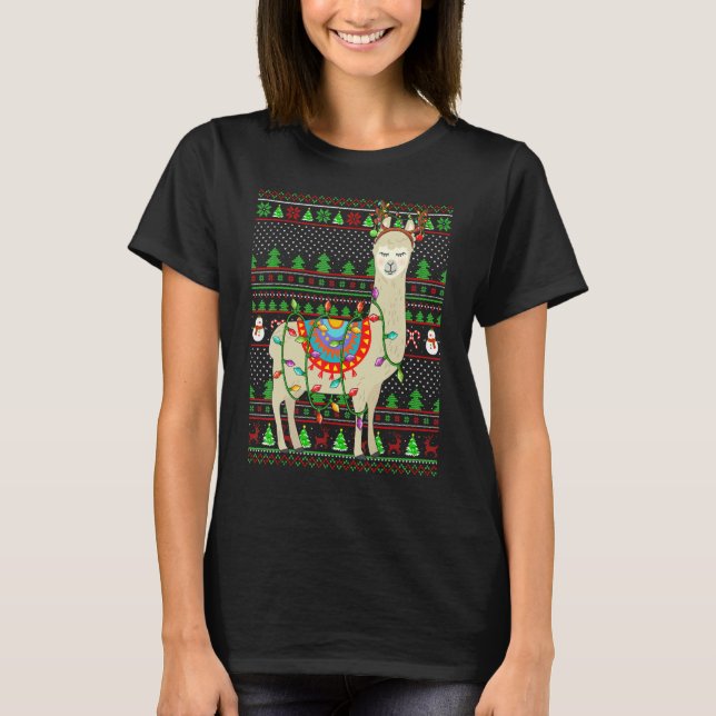Ugly Xmas Sweater Style Lighting Llama Christmas (Front)