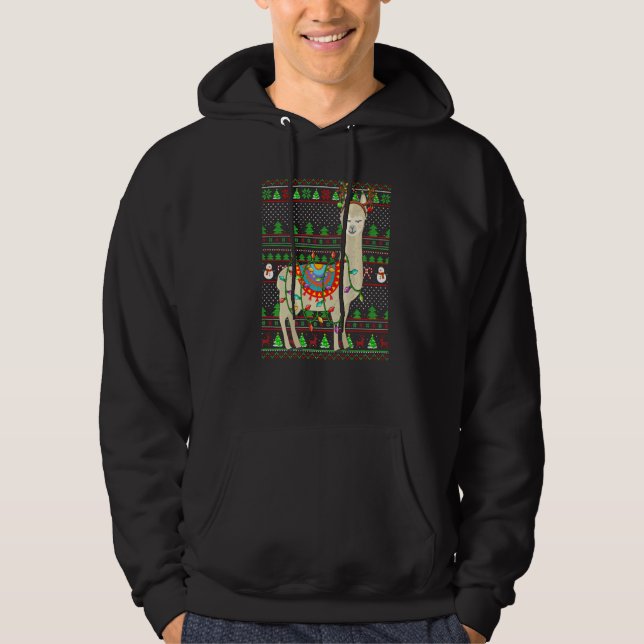 Ugly Xmas Sweater Style Lighting Llama Christmas (Front)