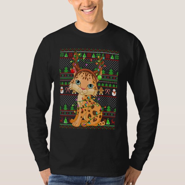 Ugly Xmas Sweater Style Lighting Lynx Christmas (Front)