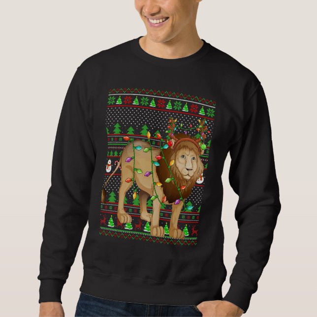 Ugly Xmas Sweater Style Lighting Mountain Lion Chr (Front)