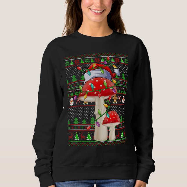 Ugly Xmas Sweater Style Lighting Mushroom Christma (Front)