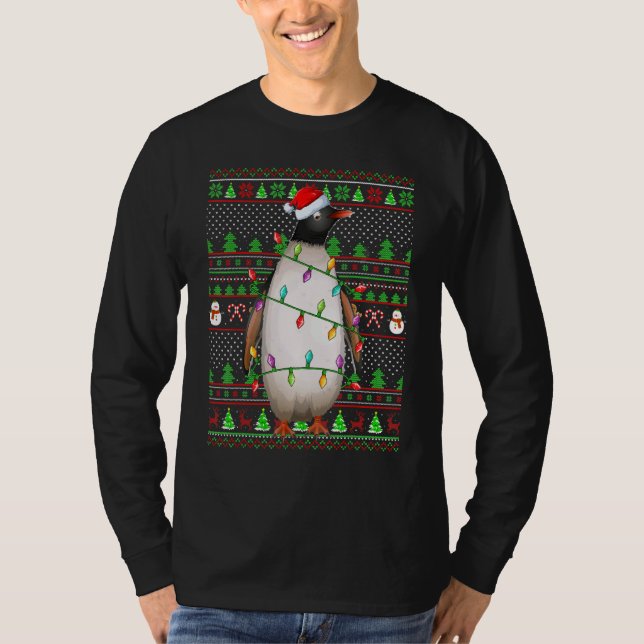 Ugly Xmas Sweater Style Lighting Penguin Bird Chri (Front)