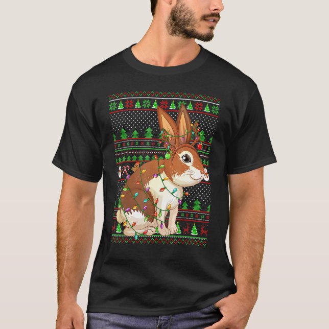 Ugly Xmas Sweater Style Lighting Rabbit Christmas (Front)