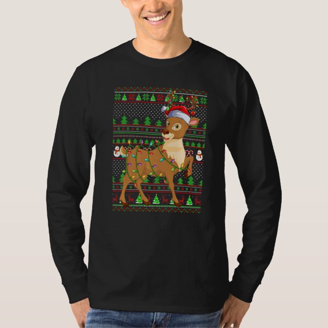 Ugly Xmas Sweater Style Lighting Reindeer Christma (Front)