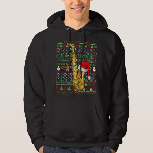 Ugly Xmas Sweater Style Lighting Saxophone Christm