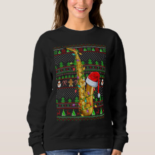 Ugly Xmas Sweater Style Lighting Saxophone Christm