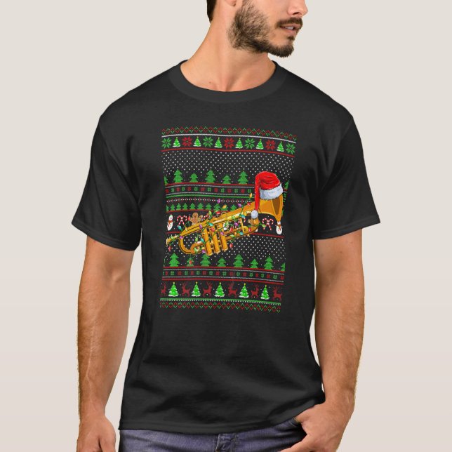 Ugly Xmas Sweater Style Lighting Trumpet Christmas (Front)