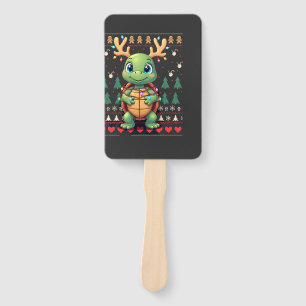 Ugly Xmas Sweater Style Lighting Turtle Christmas Hand Fan