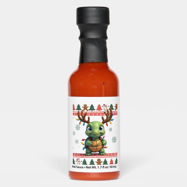 Ugly Xmas Sweater Style Lighting Turtle Christmas  Hot Sauces (Front)