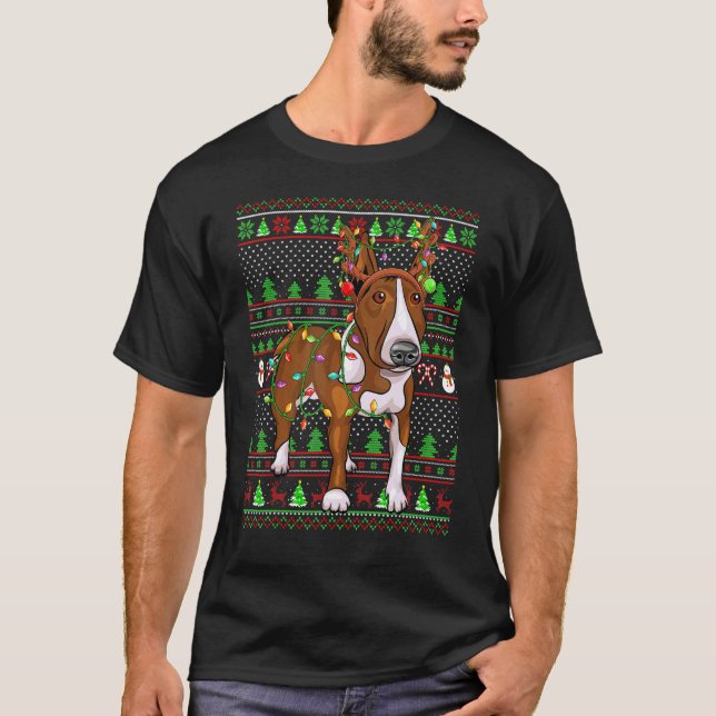 Ugly Xmas Sweater Style Lights Rat Terrier Dog Chr (Front)
