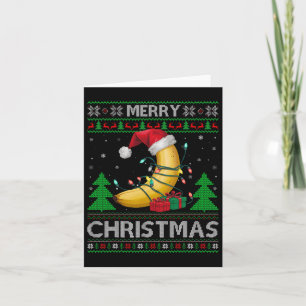 Ugly Xmas Sweater Style Lights Santa Banana Christ Card