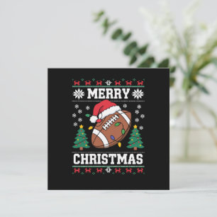 Ugly Xmas Sweater Style Santa American Football Holiday Card