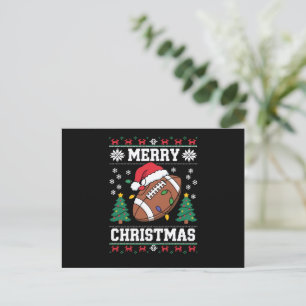Ugly Xmas Sweater Style Santa American Football Holiday Postcard