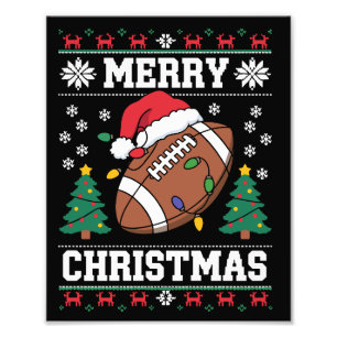 Ugly Xmas Sweater Style Santa American Football Photo Print