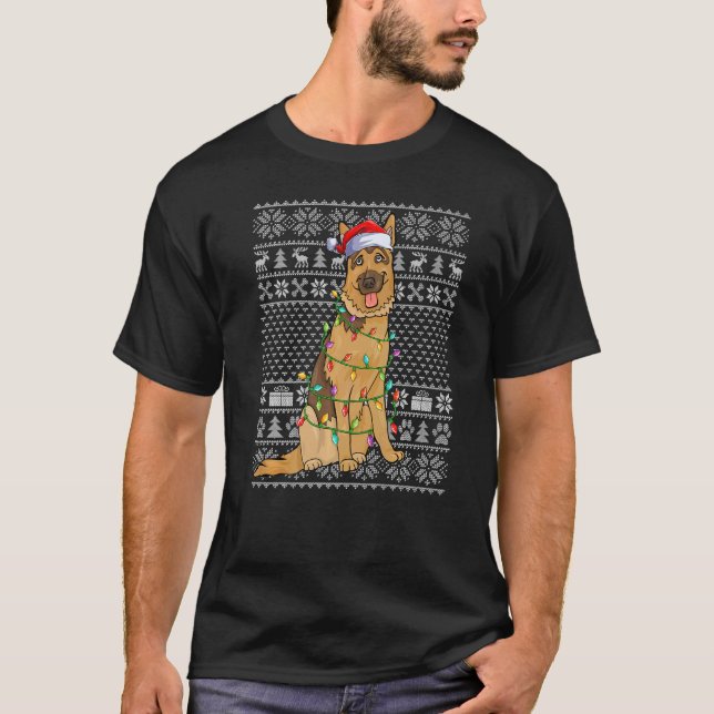 Ugly Xmas Sweater Style Santa Belgian Malinois Dog (Front)