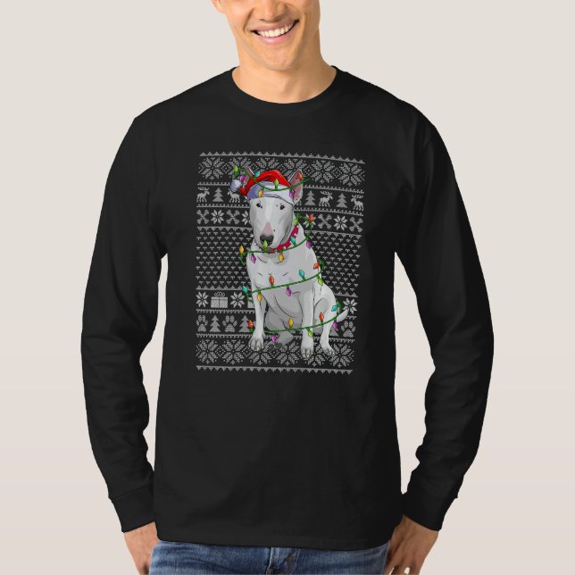 Ugly Xmas Sweater Style Santa Bull Terrier Dog Chr (Front)