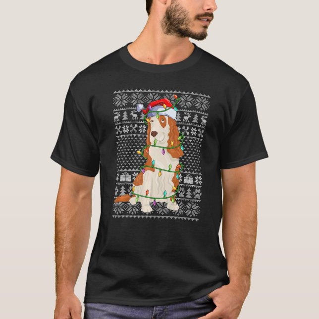 Ugly Xmas Sweater Style Santa Cocker Spaniel Dog C (Front)