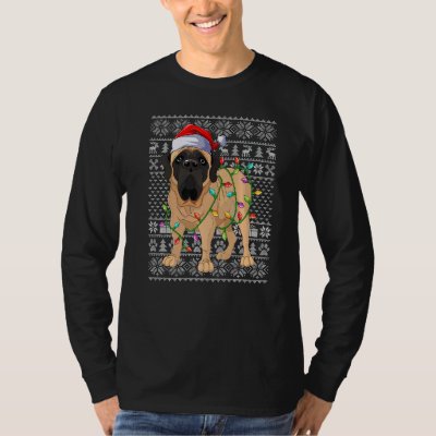 Ugly Xmas Sweater Style Santa English Mastiff Dog 
