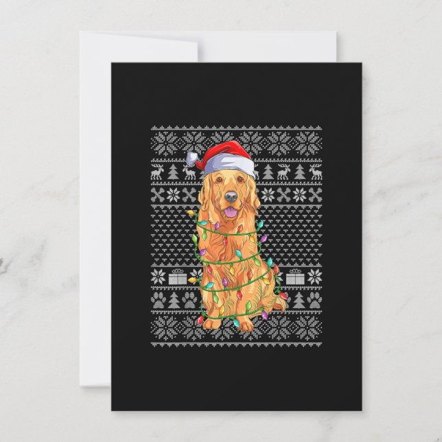 Ugly Xmas Sweater Style Santa Golden Retriever Dog Invitation (Front)