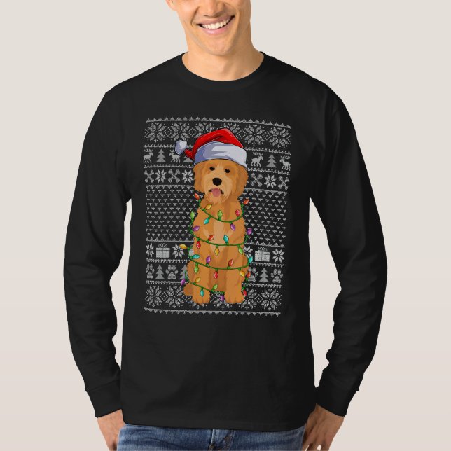 Ugly Xmas Sweater Style Santa Goldendoodle Dog Chr (Front)