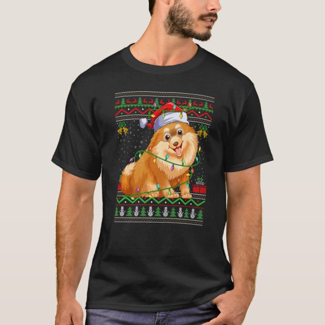 Ugly Xmas Sweater Style Santa Pomeranian Dog Chris (Front)