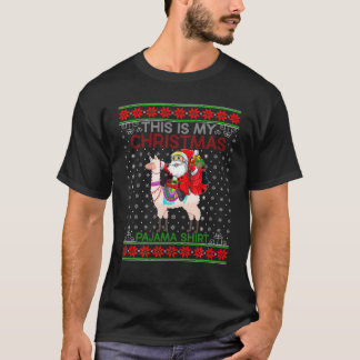 Ugly Xmas Sweater Style Santa Riding Alpaca Christ