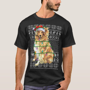 Ugly Xmas Sweater Style Santa Rough Collie Dog Chr