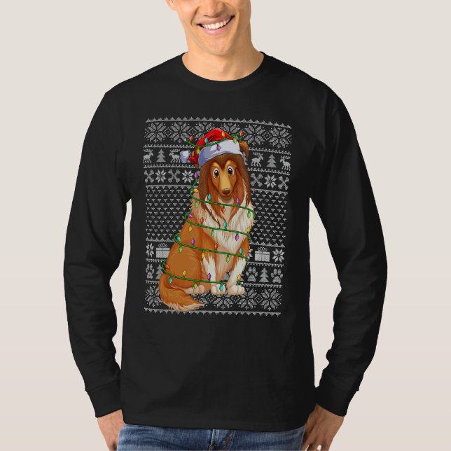 Ugly Xmas Sweater Style Santa Shetland Sheepdog Ch (Front)