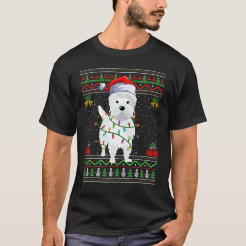 Ugly Xmas Sweater Style Santa Westie Dog Christmas