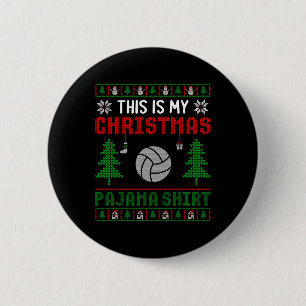 Ugly Xmas Sweater Volleyball This Is My Christmas Button