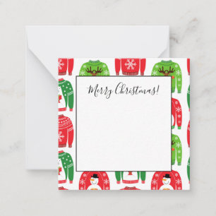 Ugly Xmas Sweaters Polar Bear Snowman Rudolf Red Note Card