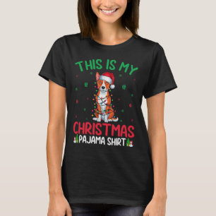 Ugly Xmas Tree Lights Santa Basenji Dog Christmas T-Shirt