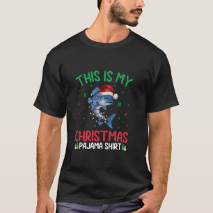Ugly Xmas Tree Lights Santa Bonefish Christmas Paj T-Shirt