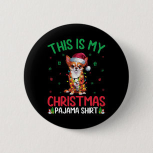 Ugly Xmas Tree Lights Santa Chihuahua Dog Christma Button