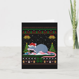 Ugly Xmas Tree Lights Santa Hat Rat Christmas Card