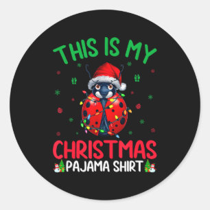 Ugly Xmas Tree Lights Santa Ladybug Christmas Paja Classic Round Sticker