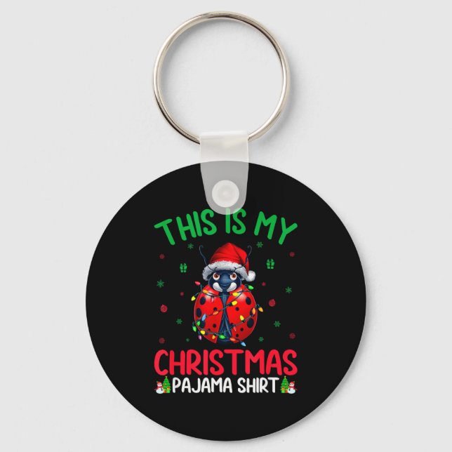 Ugly Xmas Tree Lights Santa Ladybug Christmas Paja Keychain (Front)