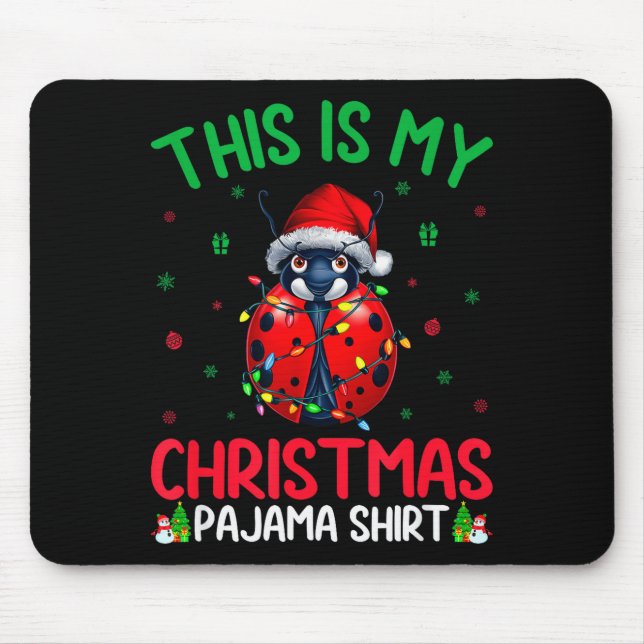 Ugly Xmas Tree Lights Santa Ladybug Christmas Paja Mouse Pad (Front)