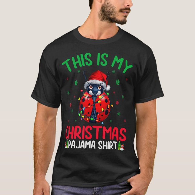 Ugly Xmas Tree Lights Santa Ladybug Christmas Paja T-Shirt (Front)