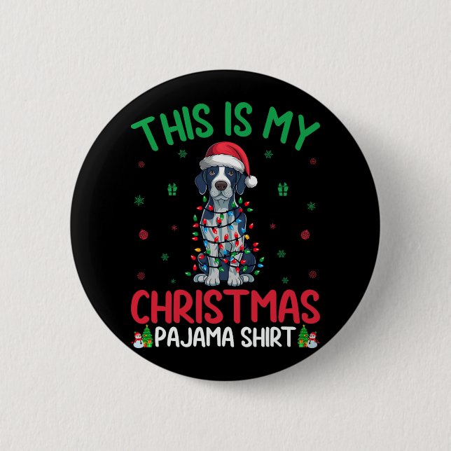 Ugly Xmas Tree Santa English Pointer Dog Christmas Button (Front)