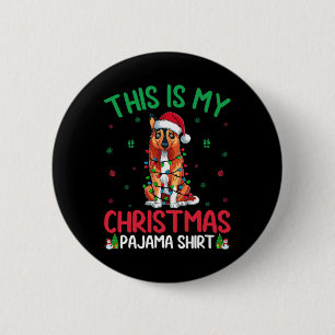 Ugly Xmas Tree Santa Norwegian Elkhound Dog Christ Button