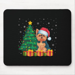 Ugly Yorkie Santa Hat Christmas Lights Dog Lover X Mouse Pad