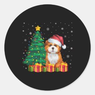 Ugly Zuchon Santa Hat Christmas Lights Dog Lover X Classic Round Sticker