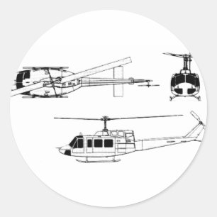 UH1 Huey Blueprint (Iriquois) Classic Round Sticker