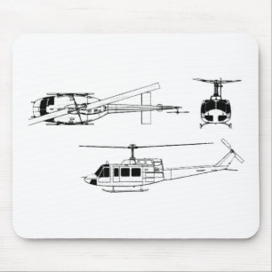 UH1 Huey Blueprint (Iriquois) Mouse Pad