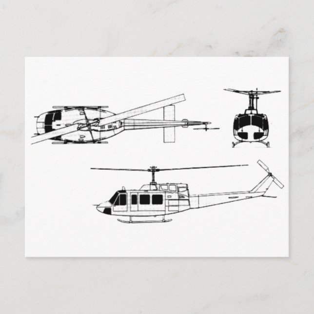 UH1 Huey Blueprint (Iriquois) Postcard (Front)